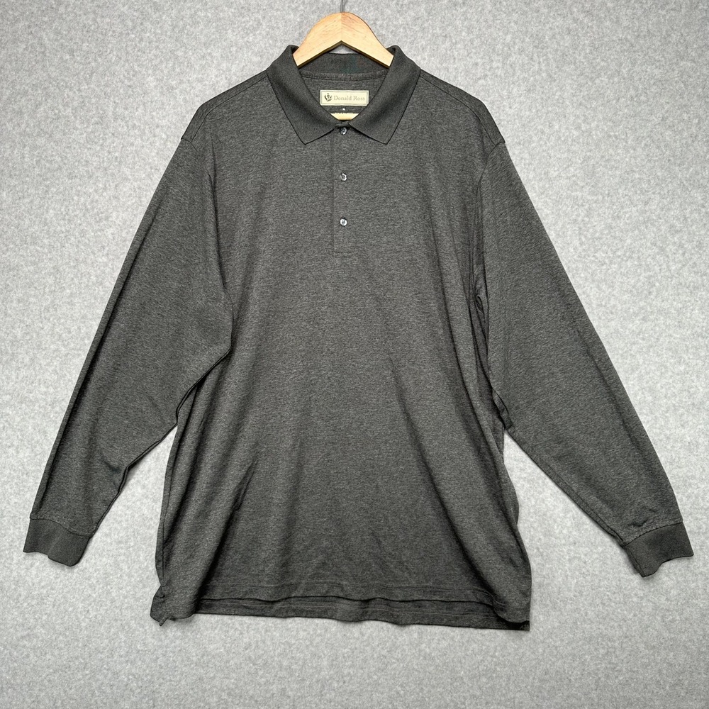 Donald Ross Men's XL Gray Long Sleeve Polo‎ Shirt Polyester Golf Casual Top NEW